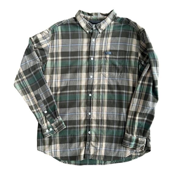 COLUMBIA Sportswear Co Brown Green Plaid Button Down Long Sleeve Shirt Size XL - Picture 1 of 9
